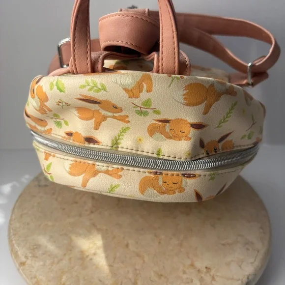 Loungefly Pokemon Eevee Mini Backpack Cream Floral Allover Print Bag FLAW - Picture 8 of 13